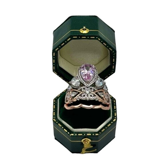 NWT Statement Ring Sz.8 S925 Sterling Silver Rose Gold Morganite Filigree Fairy - Picture 12 of 14